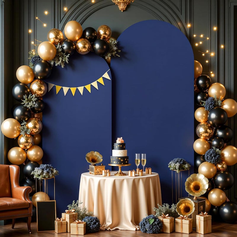 Suppromo Navy Blue Arch Cover 2 Set-7.2FT, 6FT Arch Backdrop Cover Spandex Fitted Wedding Arch Stand Covers for Bridal Shower Wedding Baby Shower Birthday Party Banquet Photo Background Decorations - Image 1